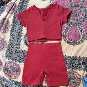 Women’s 2 Piece Red Workout Set